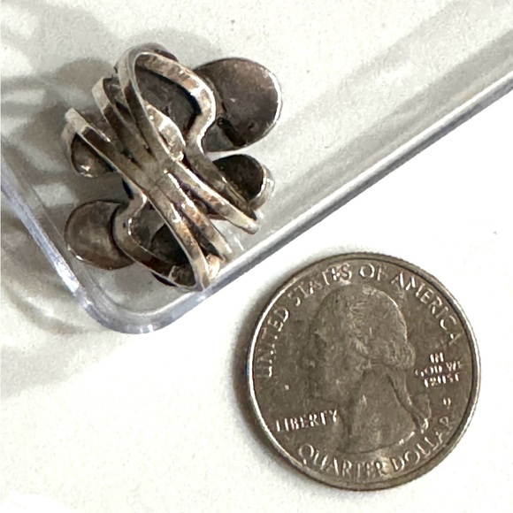 Signed - Gilo & Grace Nakai, Navajo. Vintage Multi Stone Sterling Cluster Ring - Picture 10 of 14